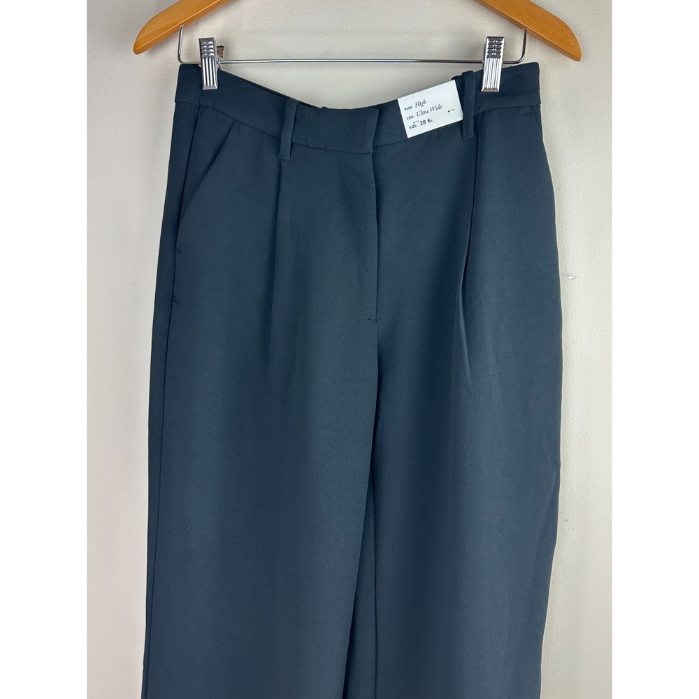 NEW Abercrombie & Fitch High Rise Pleated Ultra Wide Leg Trouser Black 28 6L - Picture 5 of 16